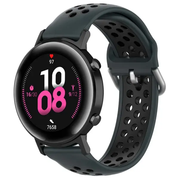 S.r22.11.1 Main Olive Green & Black StrapsCo Buckle And Tuck Perforated Rubber Strap For Samsung Galaxy Watch Active 20mm 22mm