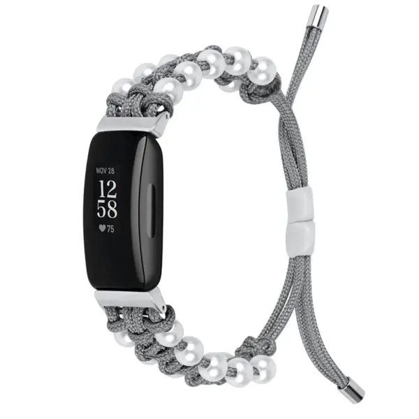 Fb.ny34.7 Main Grey StrapsCo Adjustable Bead Strap For Fitbit Inspire 2