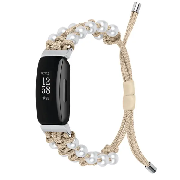 Fb.ny34.17 Main Beige StrapsCo Adjustable Bead Strap For Fitbit Inspire 2