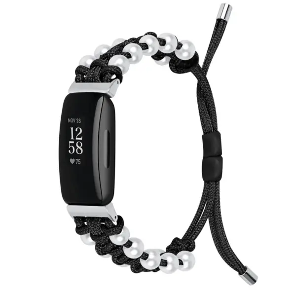 Fb.ny34.1 Main Black StrapsCo Adjustable Bead Strap For Fitbit Inspire 2