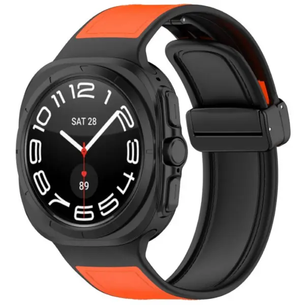 s.l5.12 Front Orange StrapsCo Hybrid leather Watch Band Strap for Samsung Galaxy Watch Ultra