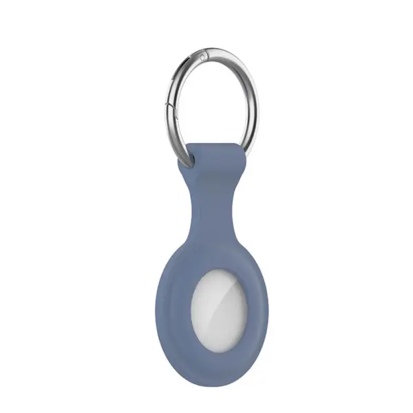 A.at12.7a Main Cool Grey StrapsCo Rubber Keychain Apple AirTag Holder Protective Case
