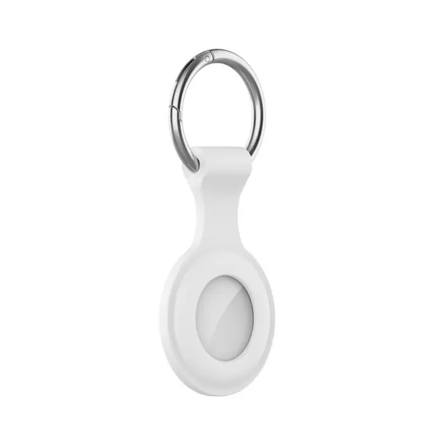 A.at12.22 Main White StrapsCo Rubber Keychain Apple AirTag Holder Protective Case