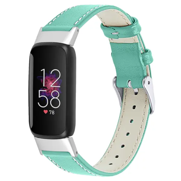 fb.l44.11 Main Teal StrapsCo Smooth Leather Band for Fitbit Luxe Genuine Leather Strap Band