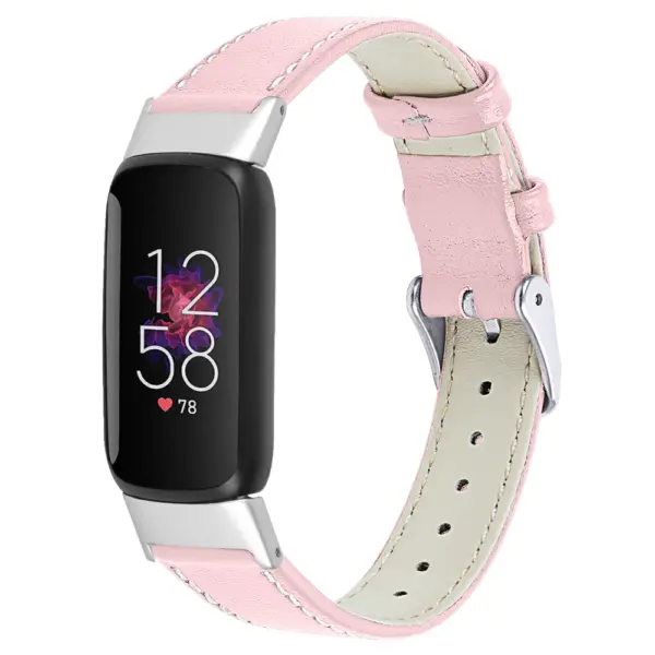 fb.l44.13 Main Pink StrapsCo Smooth Leather Band for Fitbit Luxe Genuine Leather Strap Band