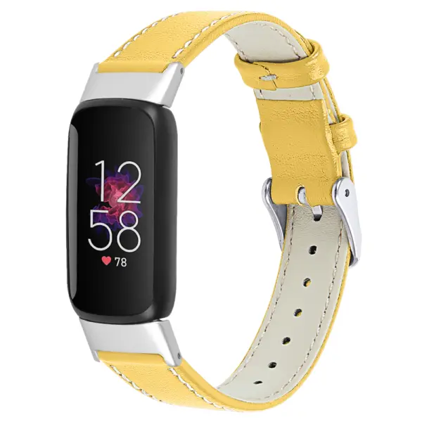 fb.l44.10 Main Yellow StrapsCo Smooth Leather Band for Fitbit Luxe Genuine Leather Strap Band