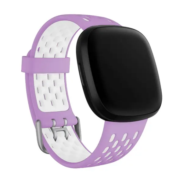 fb.r63.18.22 Main Lavender White StrapsCo Two Tone Silicone Rubber Sport Watch Band Strap for Fitbit Sense Versa 3