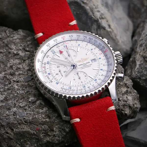 st28 creative2 suede quick release strap watch band leather watchband red christmas holiday breitling navitimer