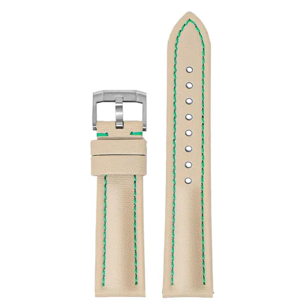 kd4.17.11 Up Beige & Green DASSARI Sailcloth Watch Band Strap 19mm 20mm 21mm 22mm