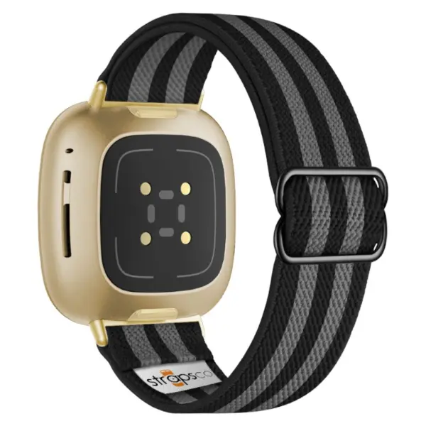 ny100.1.7.yg Back Bond StrapsCo Nylon Stretch Watch Band Strap For Fitbit Versa 3 Versa 4 Sense 2