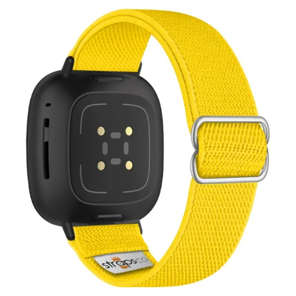 ny100.10.mb Back Yellow StrapsCo Nylon Stretch Watch Band Strap For Fitbit Versa 3 Versa 4 Sense 2
