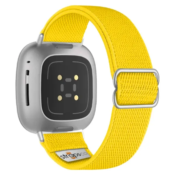 ny100.10.ss Back Yellow StrapsCo Nylon Stretch Watch Band Strap For Fitbit Versa 3 Versa 4 Sense 2