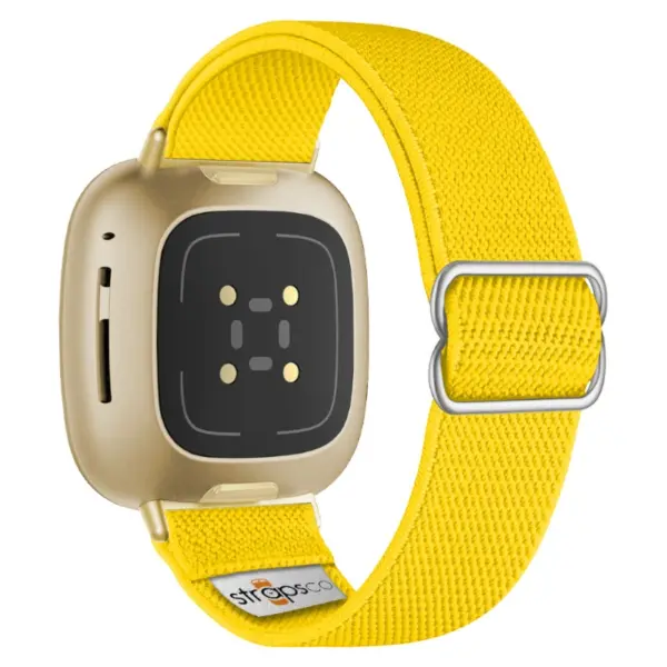 ny100.10.yg Back Yellow StrapsCo Nylon Stretch Watch Band Strap For Fitbit Versa 3 Versa 4 Sense 2