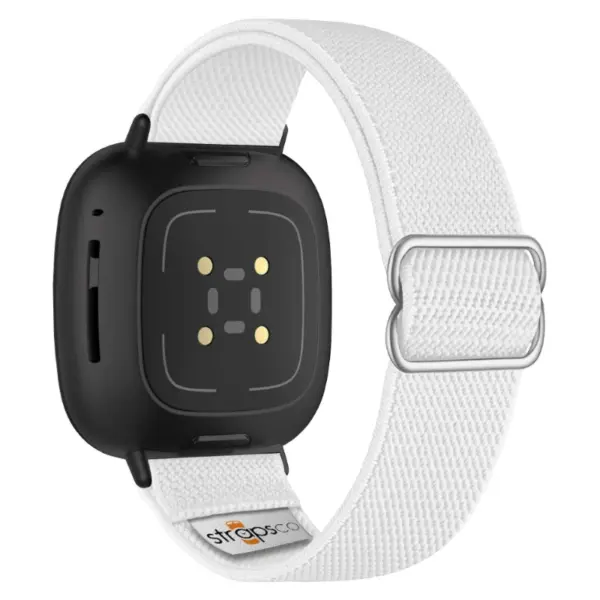 ny100.22.mb Back White StrapsCo Nylon Stretch Watch Band Strap For Fitbit Versa 3 Versa 4 Sense 2
