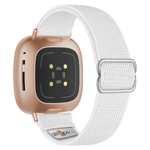 ny100.22.rg Back White StrapsCo Nylon Stretch Watch Band Strap For Fitbit Versa 3 Versa 4 Sense 2