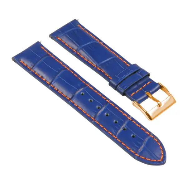 st21.5.12.rg Angle Blue & Orange Crocodile Embossed Leather Watch Band