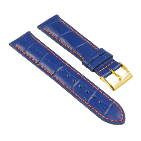 st21.5.12.yg Angle Blue & Orange Crocodile Embossed Leather Watch Band