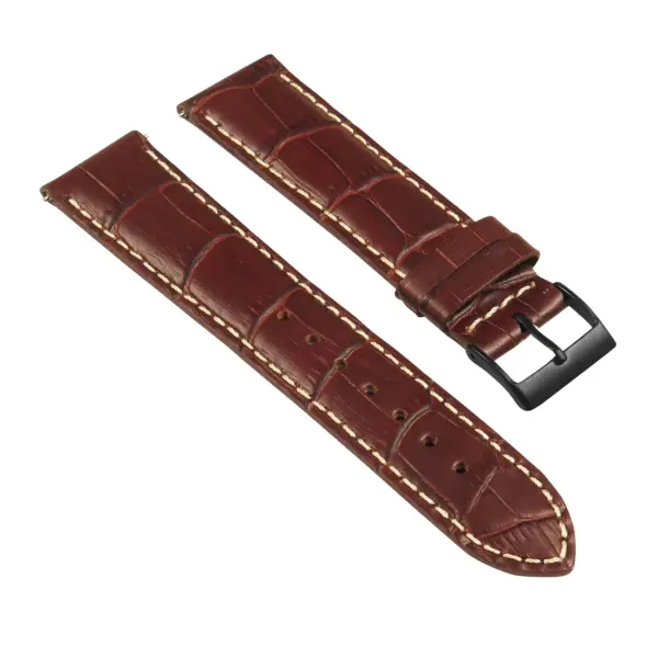 st21.2.22.mb Angle Brown & White Crocodile Embossed Leather Watch Band