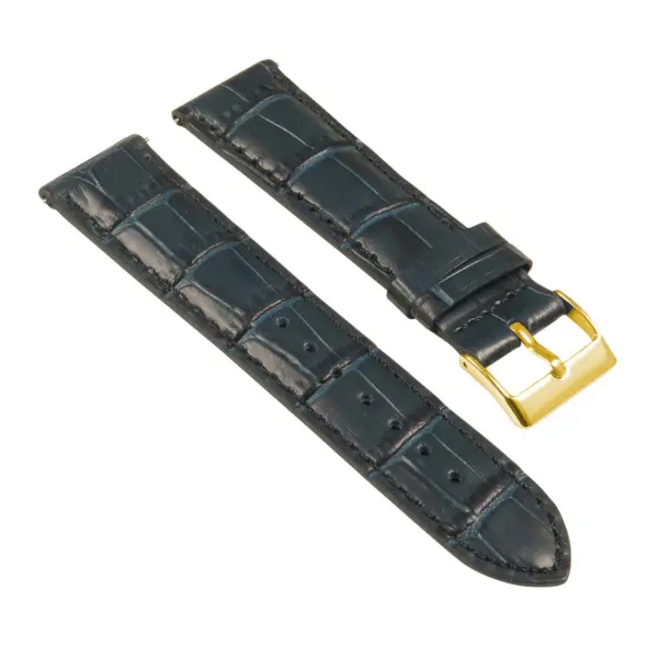 st21.5a.5a.yg Angle Midnight Blue Crocodile Embossed Leather Watch Band