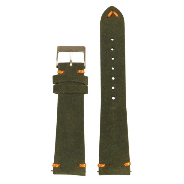 St28.11.12 Upright Suede Watch Strap In Green & Orange