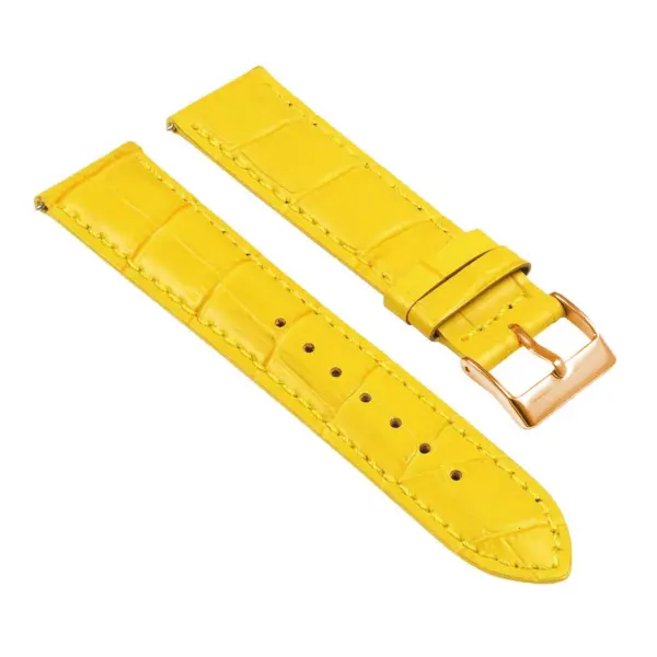st21.10.10.rg Angle Yellow Crocodile Embossed Leather Watch Band