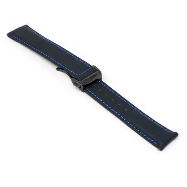 kd5.1.5.mb Angle Black & Blue Dassari Sailcloth Watch Band Strap with Deployant Clasp 19mm 20mm 21mm 22mm