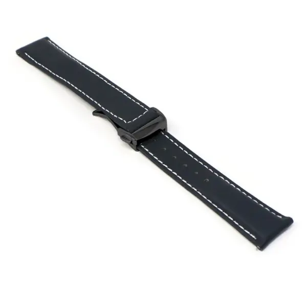 kd5.1.22.mb Angle Black & White Dassari Sailcloth Watch Band Strap with Deployant Clasp 19mm 20mm 21mm 22mm