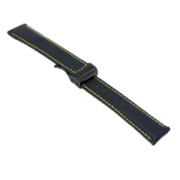 kd5.1.10.mb Angle Black & Yellow Dassari Sailcloth Watch Band Strap with Deployant Clasp 19mm 20mm 21mm 22mm