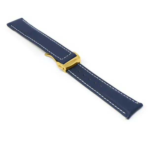 kd5.5.22.yg Angle Blue & White Dassari Sailcloth Watch Band Strap with Deployant Clasp 19mm 20mm 21mm 22mm