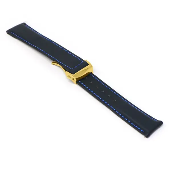 kd5.1.5.yg Angle Black & Blue Dassari Sailcloth Watch Band Strap with Deployant Clasp 19mm 20mm 21mm 22mm