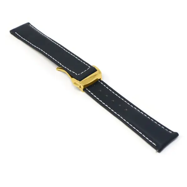 kd5.1.22.yg Angle Black & White Dassari Sailcloth Watch Band Strap with Deployant Clasp 19mm 20mm 21mm 22mm