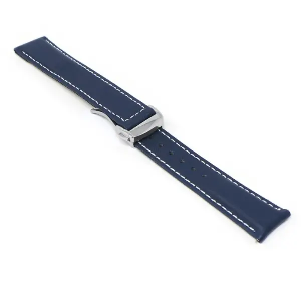 kd5.5.22.bs Angle Blue & White Dassari Sailcloth Watch Band Strap with Deployant Clasp 19mm 20mm 21mm 22mm