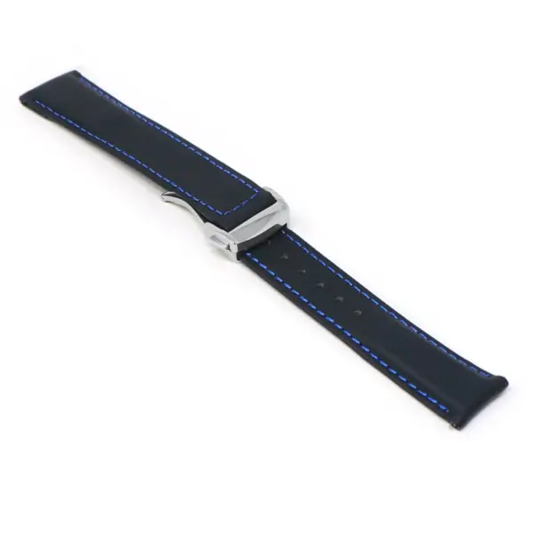 kd5.1.5.bs Angle Black & Blue Dassari Sailcloth Watch Band Strap with Deployant Clasp 19mm 20mm 21mm 22mm