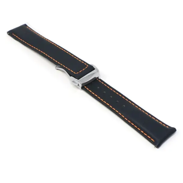 kd5.1.12.bs Angle Black & Orange Dassari Sailcloth Watch Band Strap with Deployant Clasp 19mm 20mm 21mm 22mm