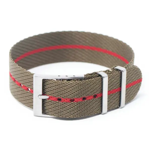 Nt5.11.6 Main Army Green Red StrapsCo Twill Weaved Nylon NATO Watch Band Strap 20mm 22mm 1500x1500