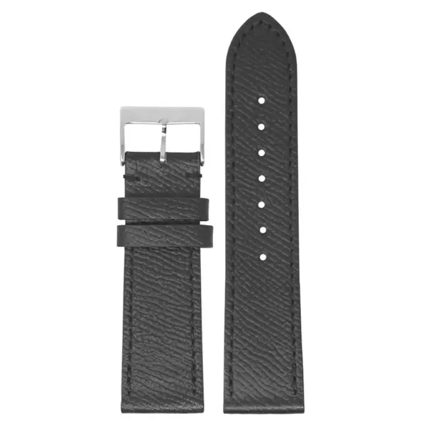 ks7.1 Main Black StrapsCo DASSARI Flat Pebbled Leather Band Genuine Leather Watch Strap