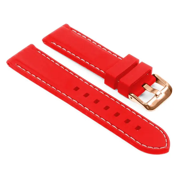 pu1.6.22.rg Main Red White Rose Gold Buckle StrapsCo Silicone Rubber Divers Watch Band Strap with Contrast Stitching