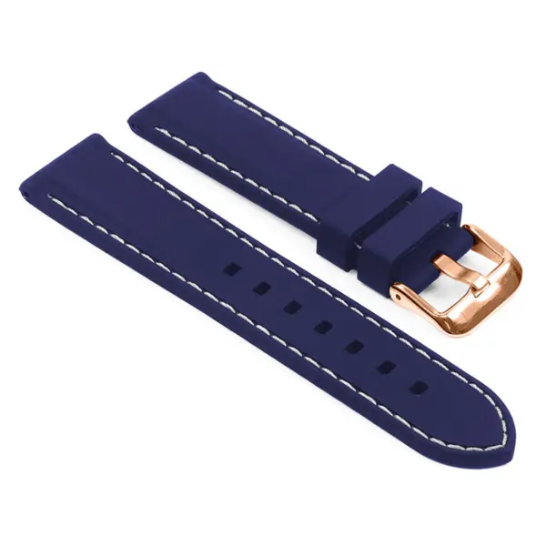 pu1.5.22.rg Main Blue White Rose Gold Buckle StrapsCo Silicone Rubber Divers Watch Band Strap with Contrast Stitching