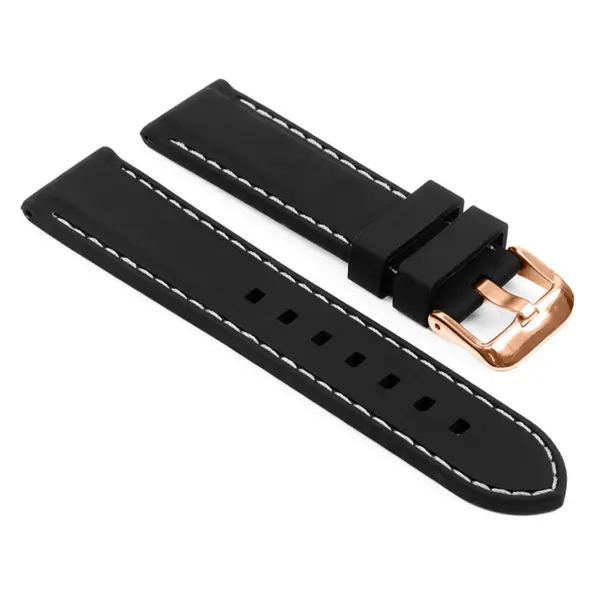 pu1.1.22.rg-Main-Black-White-Rose-Gold-Buckle-StrapsCo-Silicone-Rubber-Divers-Watch-Band-Strap-with-Contrast-Stitching