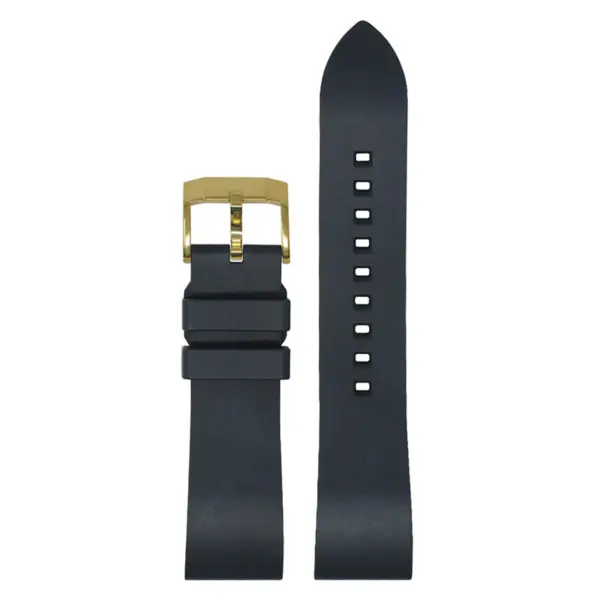 Fk2.1.yg Main Black (Yellow Gold Buckle) DASSARI Smooth FKM Rubber Quick Release Watch Strap With Brushed Silver Buckle