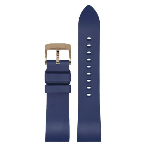 fk2.5.rg Main Blue Rose Gold Buckle DASSARI Smooth FKM Rubber Quick Release Watch Strap with Brushed Silver Buckle