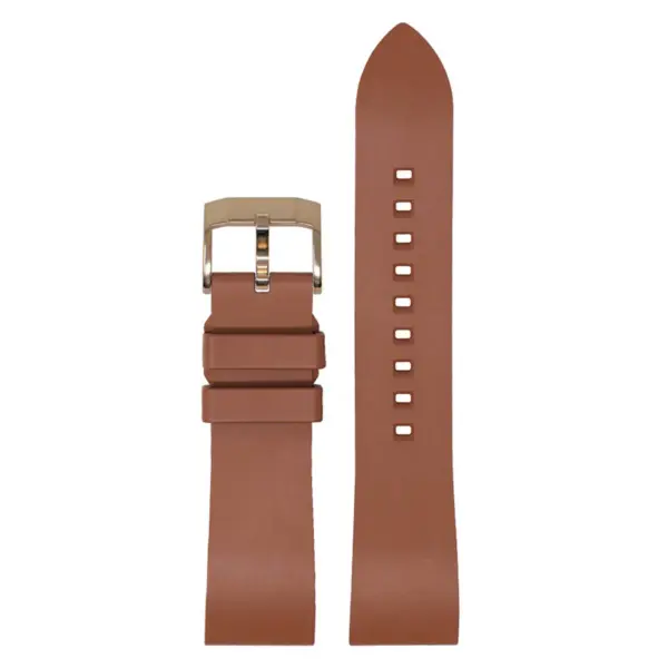 fk2.2.rg Main Brown Rose Gold Buckle DASSARI Smooth FKM Rubber Quick Release Watch Strap with Brushed Silver Buckle