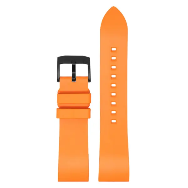 fk2.12.mb Main Orange Black Buckle DASSARI Smooth FKM Rubber Quick Release Watch Strap with Brushed Silver Buckle