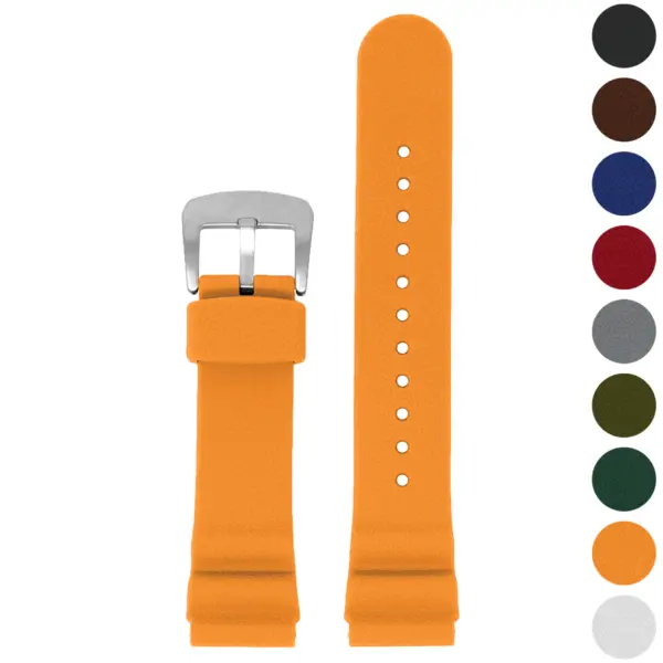 r.sk7 Gallery Orange StrapsCo Wave Pebbled Rubber Watch Band Strap 22mm Seiko Diver