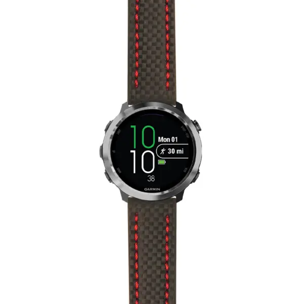 g.f645.st25 Main Black & Red StrapsCo Heavy Duty Carbon Fiber Watch Strap 20mm