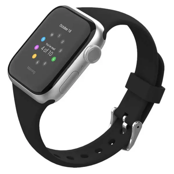 a.r18.1 Main Black StrapsCo Smooth Slim Thin Silicone Rubber Watch Band Strap for Apple Watch 38mm 40mm 42mm 44mm 2