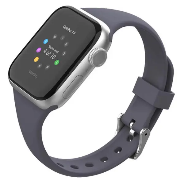 a.r18.7a Main Dark Grey StrapsCo Smooth Slim Thin Silicone Rubber Watch Band Strap for Apple Watch 38mm 40mm 42mm 44mm 6