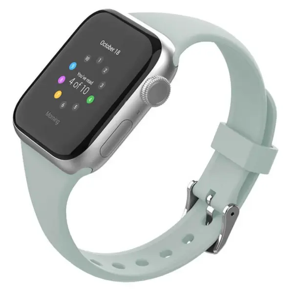 a.r18.11a Main Pale Green StrapsCo Smooth Slim Thin Silicone Rubber Watch Band Strap for Apple Watch 38mm 40mm 42mm 44mm 9