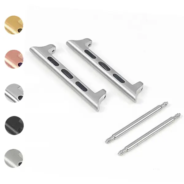 kw2.b Gallery Brushed Silver StrapsCo Stainless Steel Watch Band Strap Spring Bar Adapter for Apple Watch Series 1234 38mm 40mm 42mm 44mm