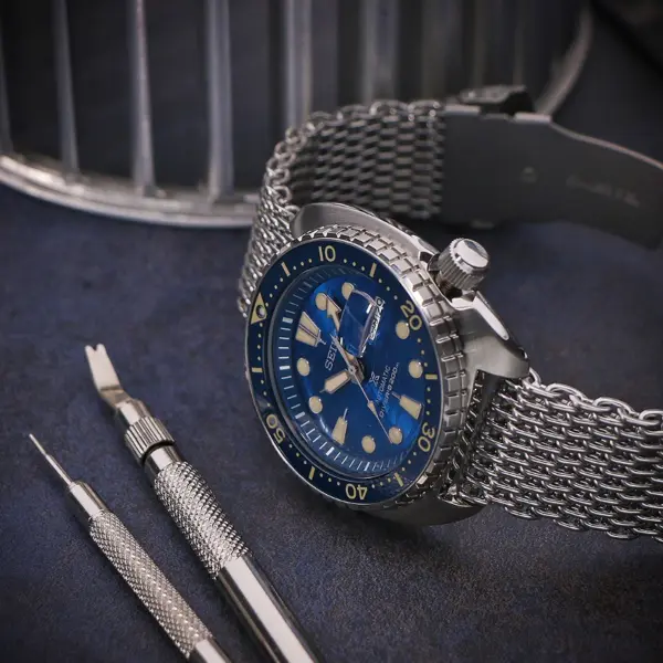 m1.ss shark mesh watch band watchband strap bracelet stainless steel seiko turtle 18mm 20mm 22mm 24mm